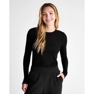 Splendid Isabella Eyelash Shimmer Long Sleeve Tee Black size Small